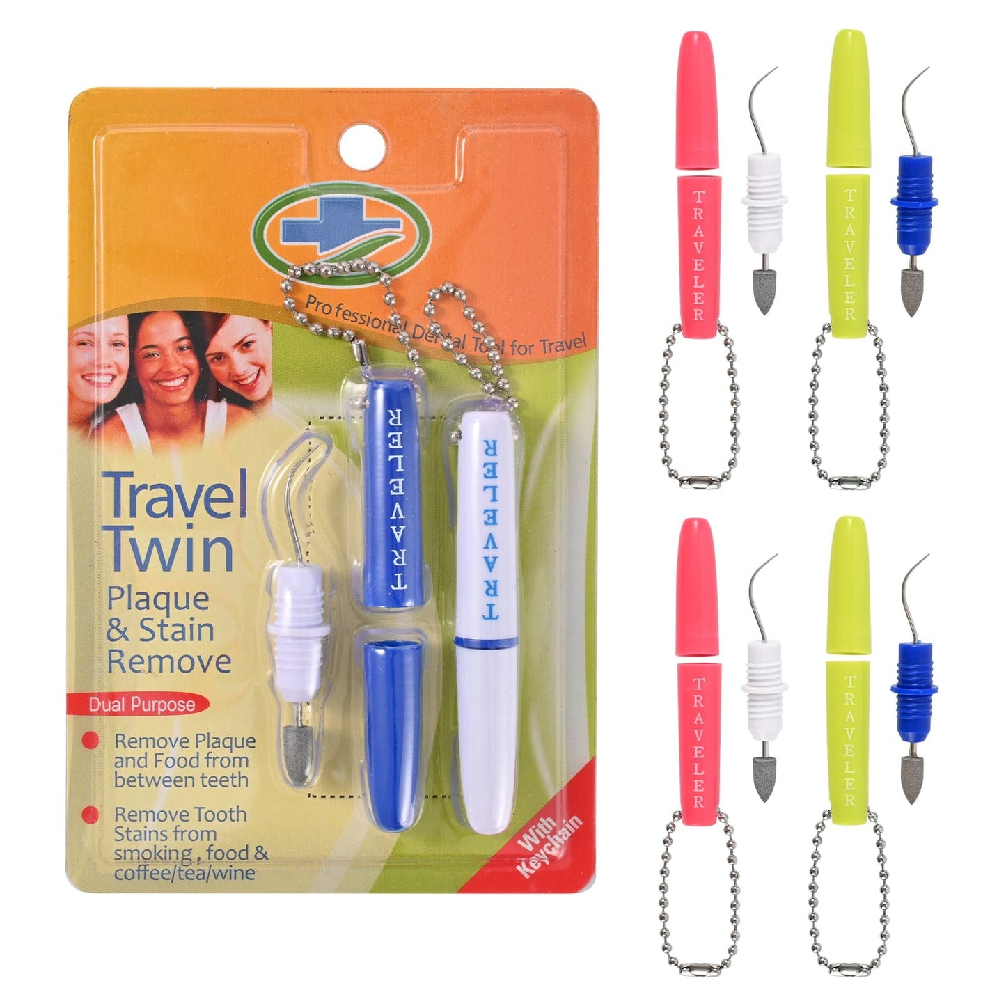 Portable Double Travel Stain Plaque Remover & Dental Pick Kit 2 sets