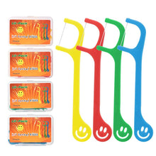 Load image into Gallery viewer, Smiling Faces Kid&#39;s Dental Floss Picks ,4 Travel Cases 160 Picks
