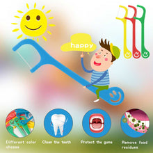 Load image into Gallery viewer, Smiling Faces Kid&#39;s Dental Floss Picks ,4 Travel Cases 160 Picks
